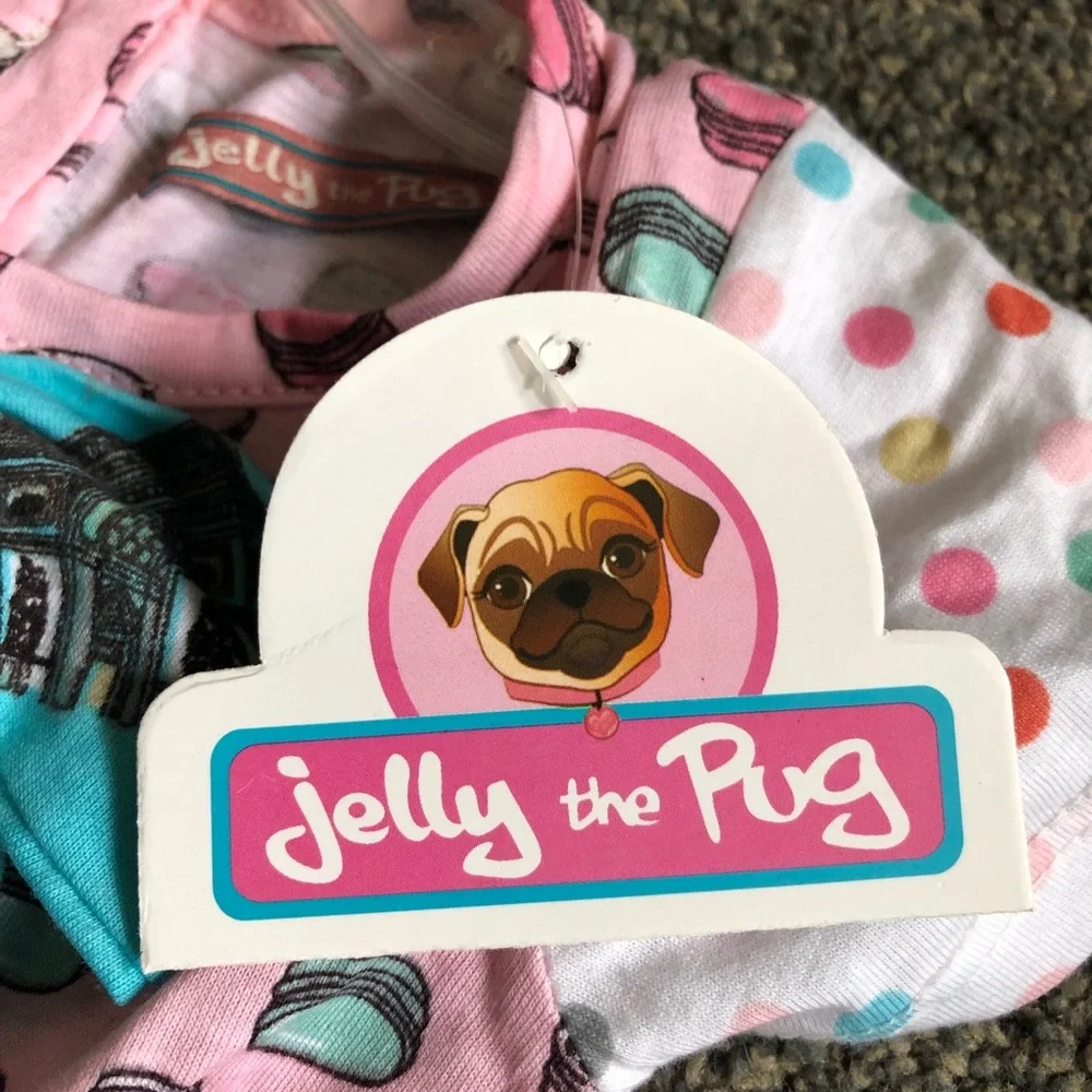 Jelly the Pug Macaroon & Polka Dot Jumpsuit